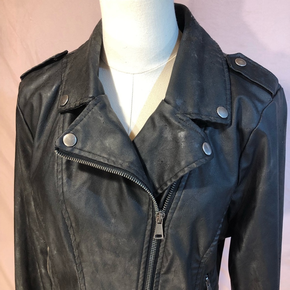 Vegan Leather Black Y2K Charlotte Russe Jacket Asymmetrical Size Medium